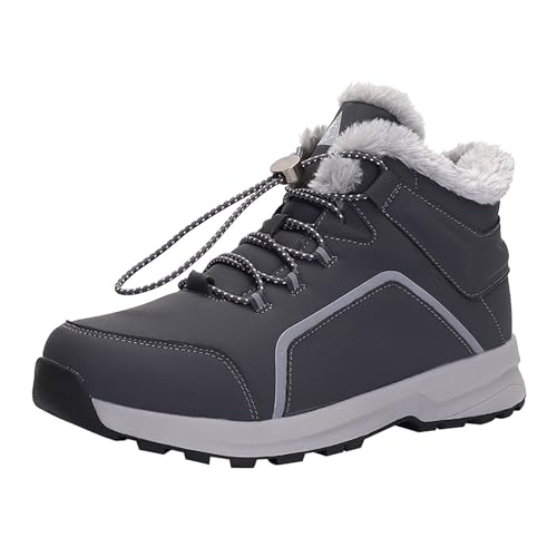 Botines para hombre y mujer, antideslizantes, bota de nieve, trabajo de senderismo, con relleno ligero, cálido, a prueba de viento, botas de esquí de invierno cómodas, gris, 39 EU