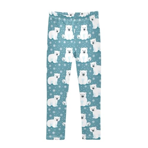 senya Girls Printed Leggings Yoga Pants Polar Bear Snow Pattern for Kids in 4t to 10 Years, 4T