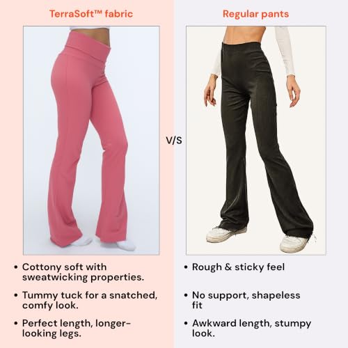 Image of Terractive Cuddle Flares for Women | TerraSoft Ultra Soft, Super Stretchy & Sweat-Wicking Flare Pants | High-Waist Tummy Tuck Workout & Lounge Pants