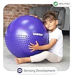 BABYGO® Sensory Exercise Ball | Peanut Ball for Kids | Autism Therapy Calming Development Activities Motor Skills | Exercise Book & Pump Included 45CM,Blue|Orange - Image 2