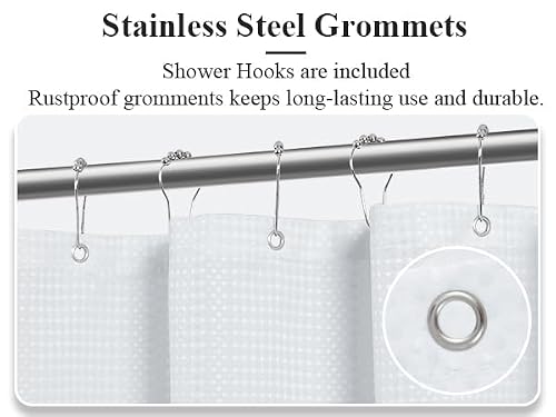 Textured Fabric Bath Curtain Set, Polyester Ombre Shower Curtains for Bathroom, Water Repellent Shower Curtain with 12 Hooks,Machine Washable (72 x 72 inch, Light Sage) - Thumbnail 4