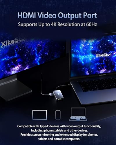 Image of 7 in 1 USB C Docking Station 2.5G Ethernet 4K60Hz HDMI | 4K@60Hz HDMI, dual USB 3.2 10Gbps, 100W PD, SD /TF reader, USB-C hub for MacBook Pro, Windows laptop, iPad, phone