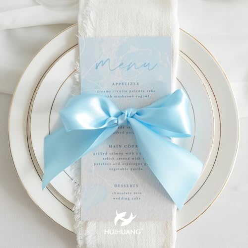 HUIHUANG Baby Blue Satin Ribbon - 1.5 inch Double-Faced, 50 Yards for Gift Wrapping, Flower Bouquets, Invitations, Baby Showers & Bows by HUIHUANG - Used condition - Image 6