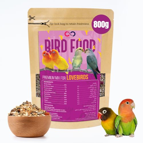 Brandsfinity 800g Premium Bird Food for Love Bird and Parakeet - Nutrient-Rich Bird Feed with White Millet Sunflower Seed Canary Seed and Vita Pellets Ideal for a Healthy Diet