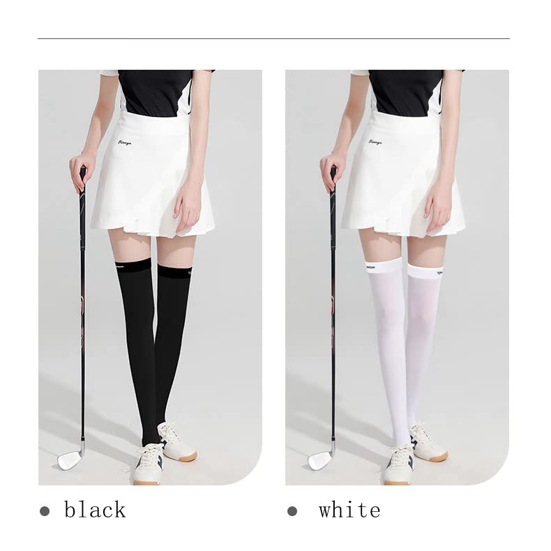 Image of Golf Sun Protection Socks UPF50+ Overknee Stocking Ice Silk Breathable Cool Socks for Women School Outdoor Sports
