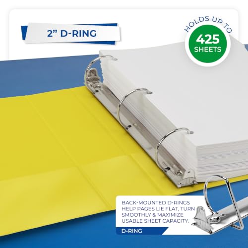 Image of Samsill Durable 2 inch 3 Ring Binder, D Ring Binder, 100% Recycled Chipboard, Yellow, 12 Pack