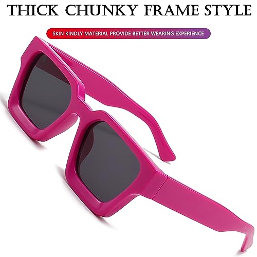Image of AIEYEZO Square Sunglasses for Women Men Square Thick Frame Sun Glasses Simple Designer Style Shades