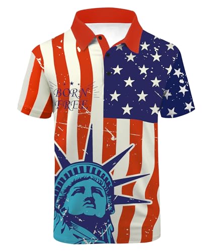 Image of ZITY Men's Golf Short Sleeve Moisture Wicking Polos with Print Patterns