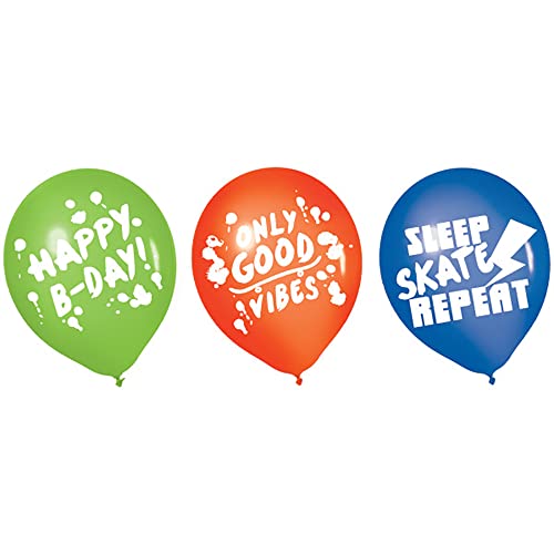 Image of Latex Balloons - 12 inch - Perfect for Birthdays, Theme Days & Special Events, Skater Party, Pack of 6