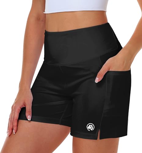 Image of AOBUTE Womens High Waist Swim Board Shorts with Pockets Quick Dry Bike Shorts