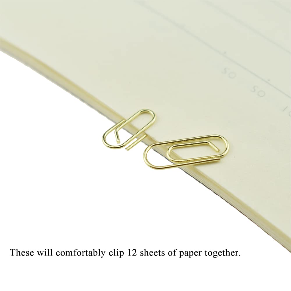 HAHIYO Paper Clips Sturdy 0.59 inches Length 50 Pack Mini Paperclips Heavy Duty Tight Grip Rust Proof Reusable Metal Bright Gold for Home Office School - 5