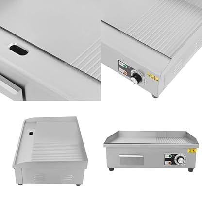 3000W Kommerzieller Elektrogrill aus Edelstahl und Eisen mit Ölabweiser, 50-300°C Einstellbare Temperatur Elektro Grillplatte Restaurantgrill, Elektrische Tischgrill mit Ölauffangbehälter – Bild 4