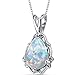 Created Opal Pendant Necklace Sterling Silver Pear Shape 1.50 Carats