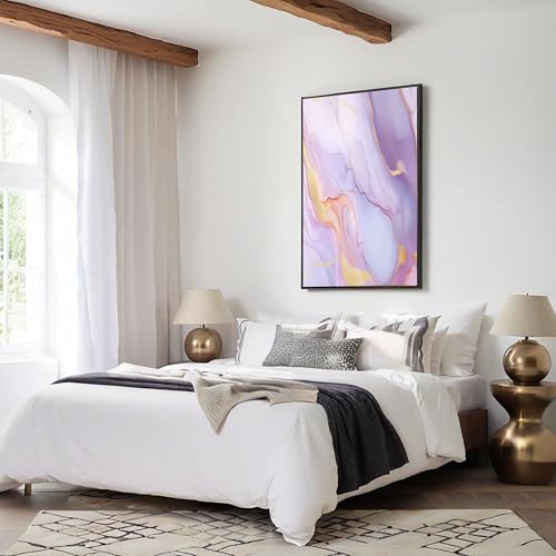 Lienzo de lavanda y mármol, un cuadro abstracto de 70x100cm para la pared del dormitorio. 5