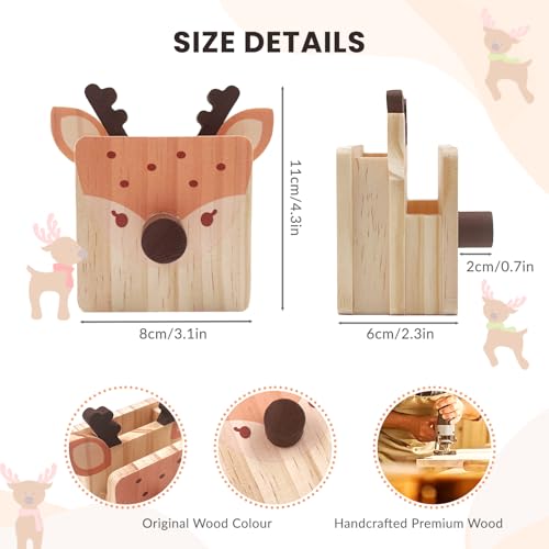 Image of Daily Treasures Multi-functional Storage Eyeglass Holder Stand,Creative Deer Eyeglass Stand,Wooden Bedside Eyeglass Holder with Square Widened Base,Eyeglass Holder for Office and Stationery Items