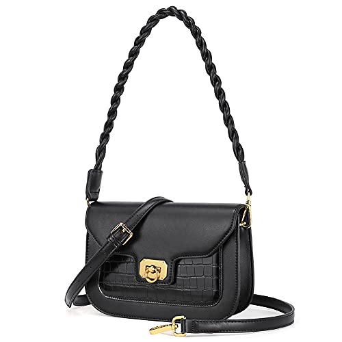 CLUCI Crossbody-Tasche für Damen, Designer-Mode, Reise-börse, klein, verstellbar, Leder, Schwarz (schwarz), Small