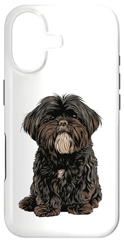 Black Shih Tzu Dog Illustration Case for iPhone 17