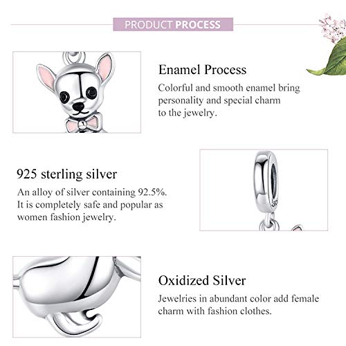 NewL cute Chihuahua dog pendant, charm, 925 silver, pink enamel, fashion jewelry, gifts, accessories for girls