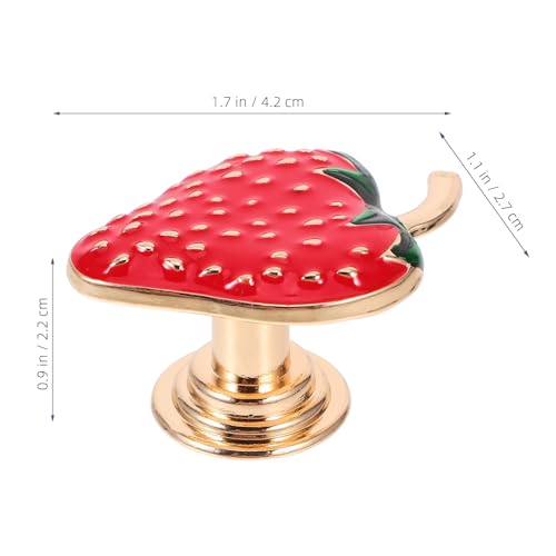 Mikikit Strawberry Cabinet Knobs 2Pcs Small Drawer Pull Handles for Cupboard Wardrobe Dresser Furniture Hardware Easy Grip Decorative - Image 3