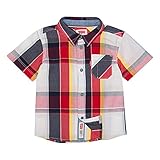 Levi's Baby Boys Short Sleeve Button Up Shirt, Marshmallow/red, 12M