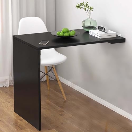 Mesa Plegable Flotante Montada En La Pared,Estaciones De Trabajo Para Computadora,Mesa De Comedor Con Hojas Abatibles,Mesa De Barra De Desayuno,para Oficina,hogar,Cocina(Black,40*90cm/16*35in)