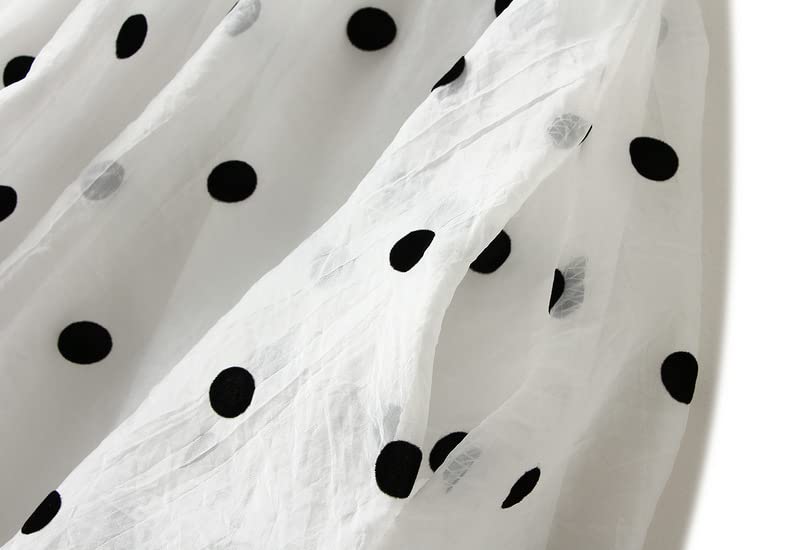 Long Casual Skirts for Women Polka Dot Pockets Elastic High Waist Flowing Midi Fairy Skirts Vacation Autumn3