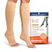 Zipper Medical Compression Socks with Open Toe - Best Support Zipper Stocking for Varicose Veins, Edema, Swollen or Sore Legs 15-20mmHg (XXL, Beige)