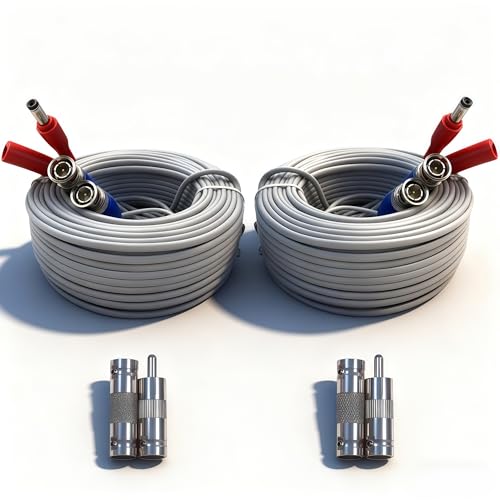 LETONDA 2PCS 100ft/30m Integrated BNC Video Power Cable Extension. Ideal