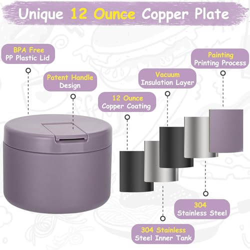 Image of Pawtong 12oz Insulated Vacuum Food Jar with Buckle Lid Wide Mouth Soup Thermo for Hot Food Kids Leakproof Stainless Steel Lunch Container