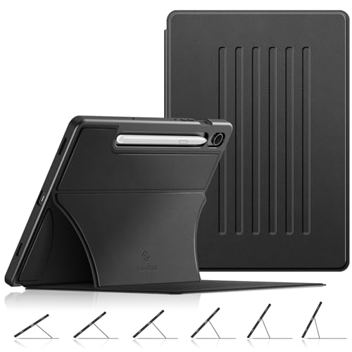 Fintie Magnetic Stand Case for Samsung Galaxy Tab S10 Lite/ S10 FE/ S9 FE 5G 10.9 Inch/Tab S9 11 Inch, Multi-Angle Viewing Rugged Soft TPU Back Cover with S Pen Holder, Auto Wake/Sleep, Black