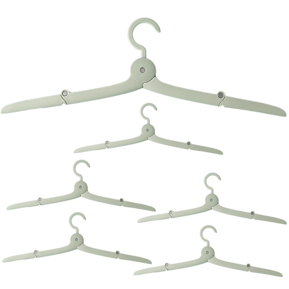 Sosoport Set da 6 Grucce Pieghevoli in Plastico e Alluminio Colore Verde Chiaro, Salvaspazio per Armadio e Camera da Letto, Perfette per Festa Scuola Decor
