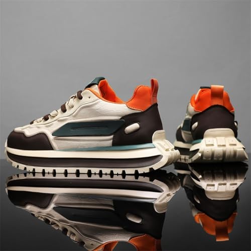 Men's Fashion Sneakers Mesh and Leather Multicolor Design Cushioned Sole Comfortable Walking Shoes for Driving, City Strolls, Gym Workouts, Travel and Casual Daily Wear Breathable Shoes4