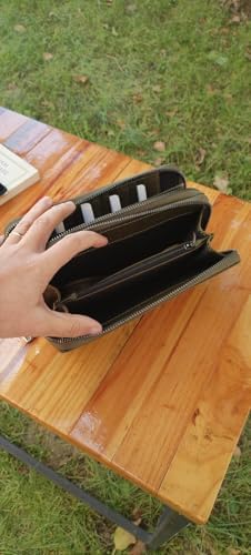 Hakiki Deri El Portföyü, Fermuarlı Uzun Cüzdan, Model EDO 002-0006 (KRİSTAL HAKİ) - Görsel 5