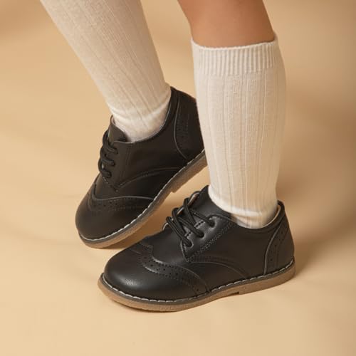 Image of KIDSUN Girl's Oxford School Uniform Dress Shoe Princess Flats Bow Slip on Loafer (Toddler /Little Kid)