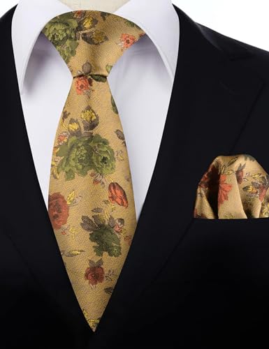 Image of Alizeal Mens 3.15'' Colorful Flower Pattern and handkerchief Necktie Set