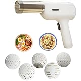 Aoasious 極細モンブラン＆電動製麺機 手持ち式 自動 家庭用 DIY 5種ノズル 洗浄ブラシ付き 簡単操作 軽量 携帯便利 ケーキ/デザート/パスタ作りに (ブルー) (ホワイト)