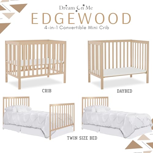 Image of Dream On Me Edgewood 4-in-1 Convertible Mini Crib in Ivory Cream