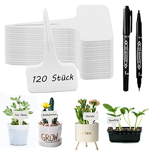 ELCM Lot de 120 marqueurs pour plantes en plastique - Marqueurs pour jardin et plantes - 2 marqueurs pour l'extérieur - Légumes et fleurs Cover