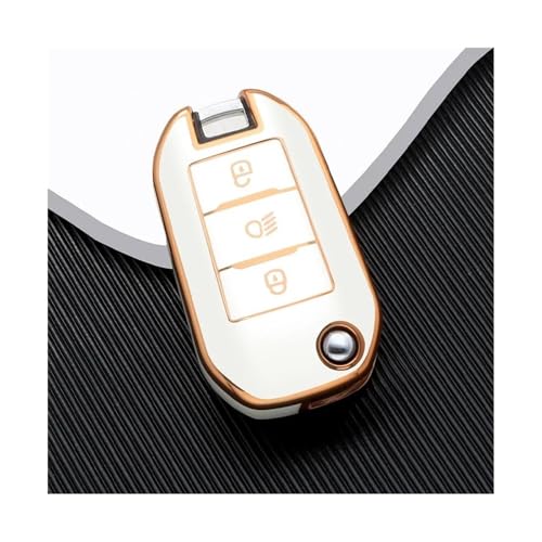Accessoires de clé voiture Citroën C4 C3 Cactus C8 coque étui TPU blanc or