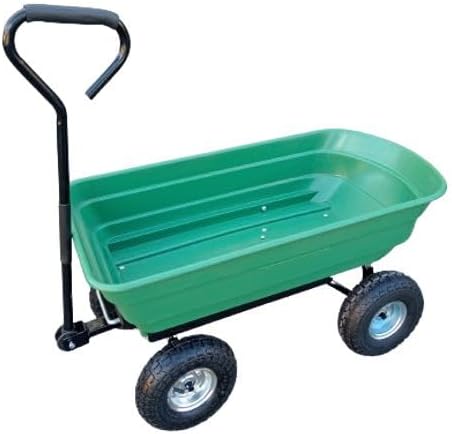 Carrito volquete grande para jardín, resistente, con marco fuerte y ruedas neumáticas, hasta 300 lbs de carga, color verde miniatura 5