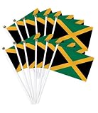 25-Pack Jamaica Handheld Flags With Sticks，14x21cm Jamaican Hand Held Flag Banner For Parade Classroom Outdoor Decor Yard