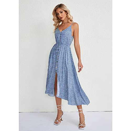Image of BROVAVE Women's 2026 Summer Casual Boho Sundress Spaghetti Strap Midi Dress