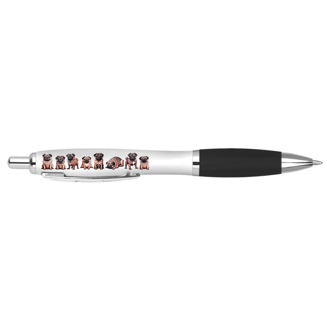 DV DESIGN 1 x Tan Pug Dog Black Pen - Dogs Puppy Pets Animals Joke Stationary School Teacher Christmas Birthday Friend Girls Boys #81251