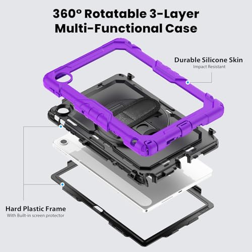 Coque antichoc Lenovo Tab 10.1 rotative avec béquille et sangle d'épaule violette - 5