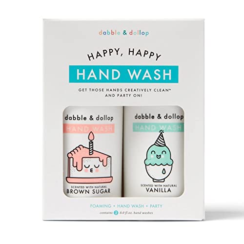 Dabble & Dollop Happy Happy Handwash Set - All Natural Handwash Duo for Kids, Cruelty-Free, pH Balanced, Non Toxic, Eco-Ethical Sourcing, Made in USA (Set of 2)