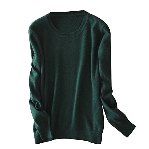 Image of Tidecc Womens Ladies Cashmere Sweater Long Sleeve Crew Neck Soft Knitted Sweater Pullover Blouse Jumper Tops 12 Colors (Tag M(UK 8), Green)
