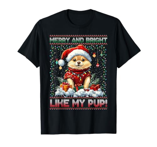 Pomeranian Christmas Tree Decorations Dog Lover Xmas Gifts Camiseta
