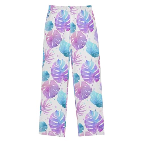 ALAZA Tropical Palm Leaf Dot Pajama Lounge Pants Long Sleep Pajama Bottoms with Pockets