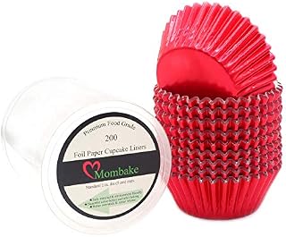 Mombake Standard Red Foil Cupcake Liners Muffin Baking Cups for Party and More