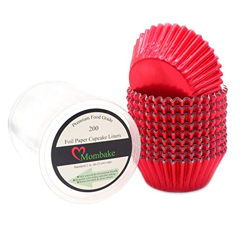 Mombake Standard Red Foil Cupcake Liners Muffin Baking Cups for Party and More
